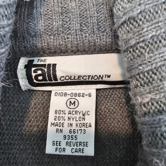 Vintage 80s Sweater Womens Medium Gray Patchwork Dolman Sleeve Textured Glam - Picture 11 of 11